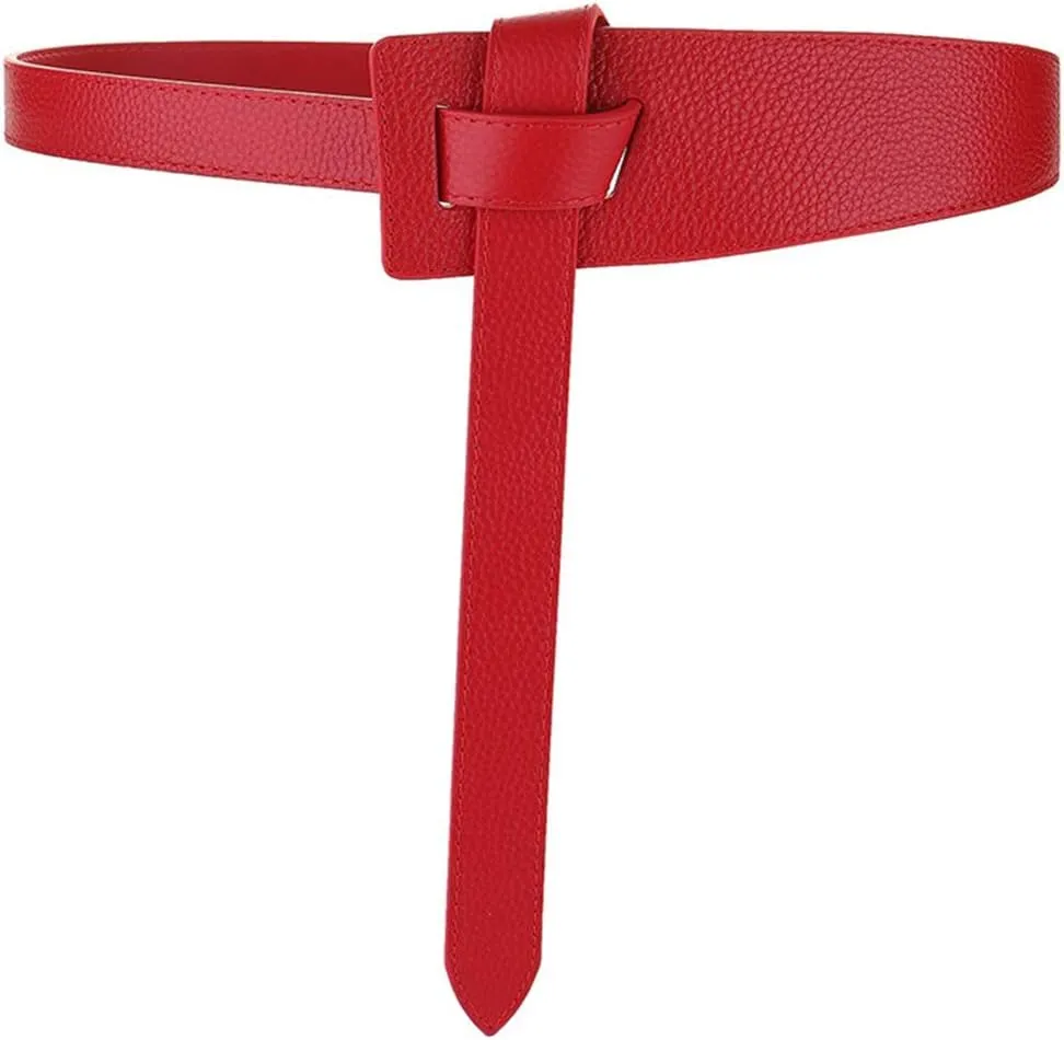 ALAIX Women's Leather Belt Dress Belt for Jeans Jumpsuit Coat Fashion Tie a Knot Genuine Leather Waist Belt