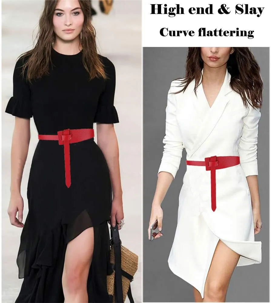 ALAIX Women's Leather Belt Dress Belt for Jeans Jumpsuit Coat Fashion Tie a Knot Genuine Leather Waist Belt
