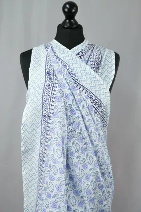 Beach Coverup Sarong Pareo - Blue Leaves