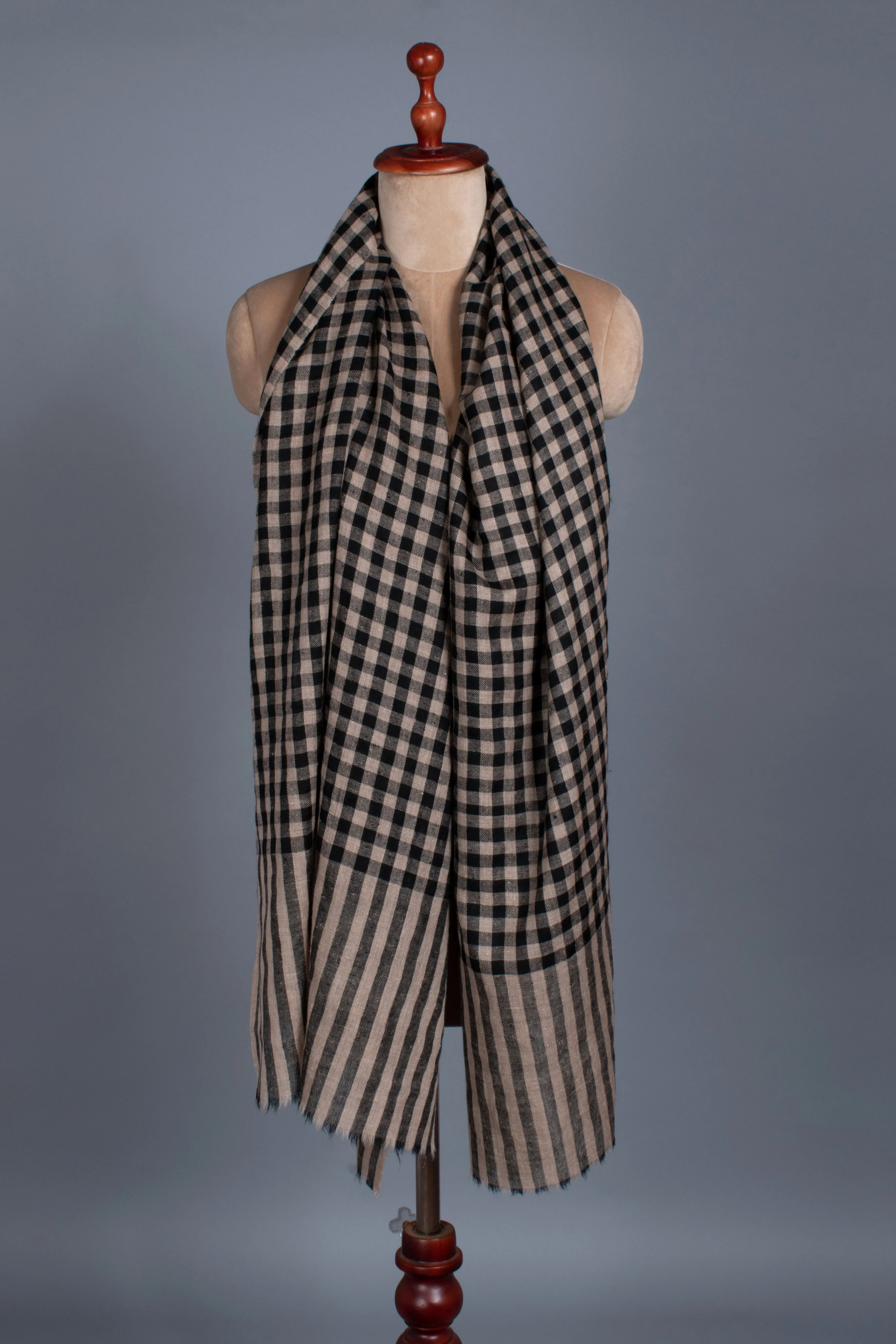 Beige Black Cashmere Scarf