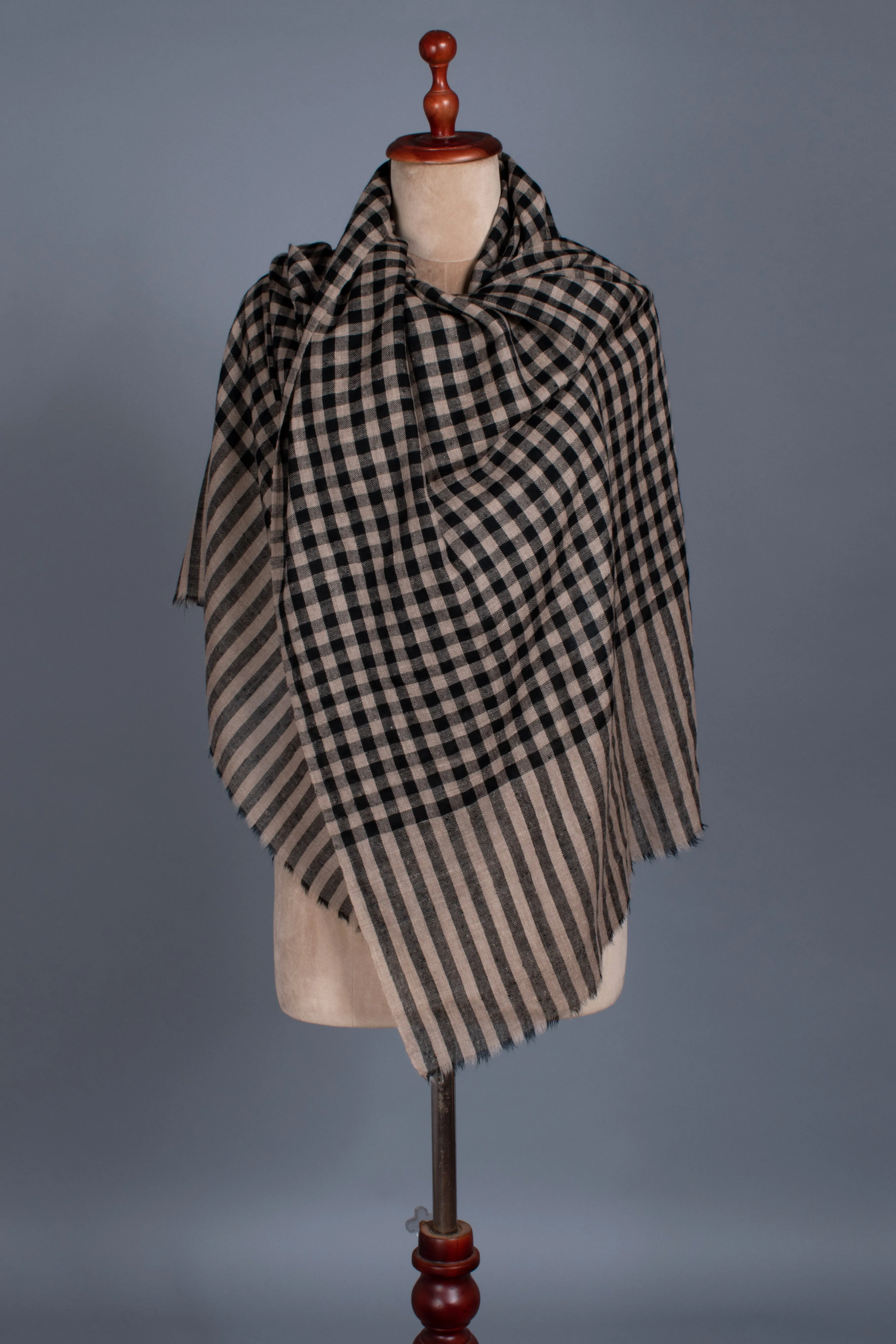 Beige Black Cashmere Scarf