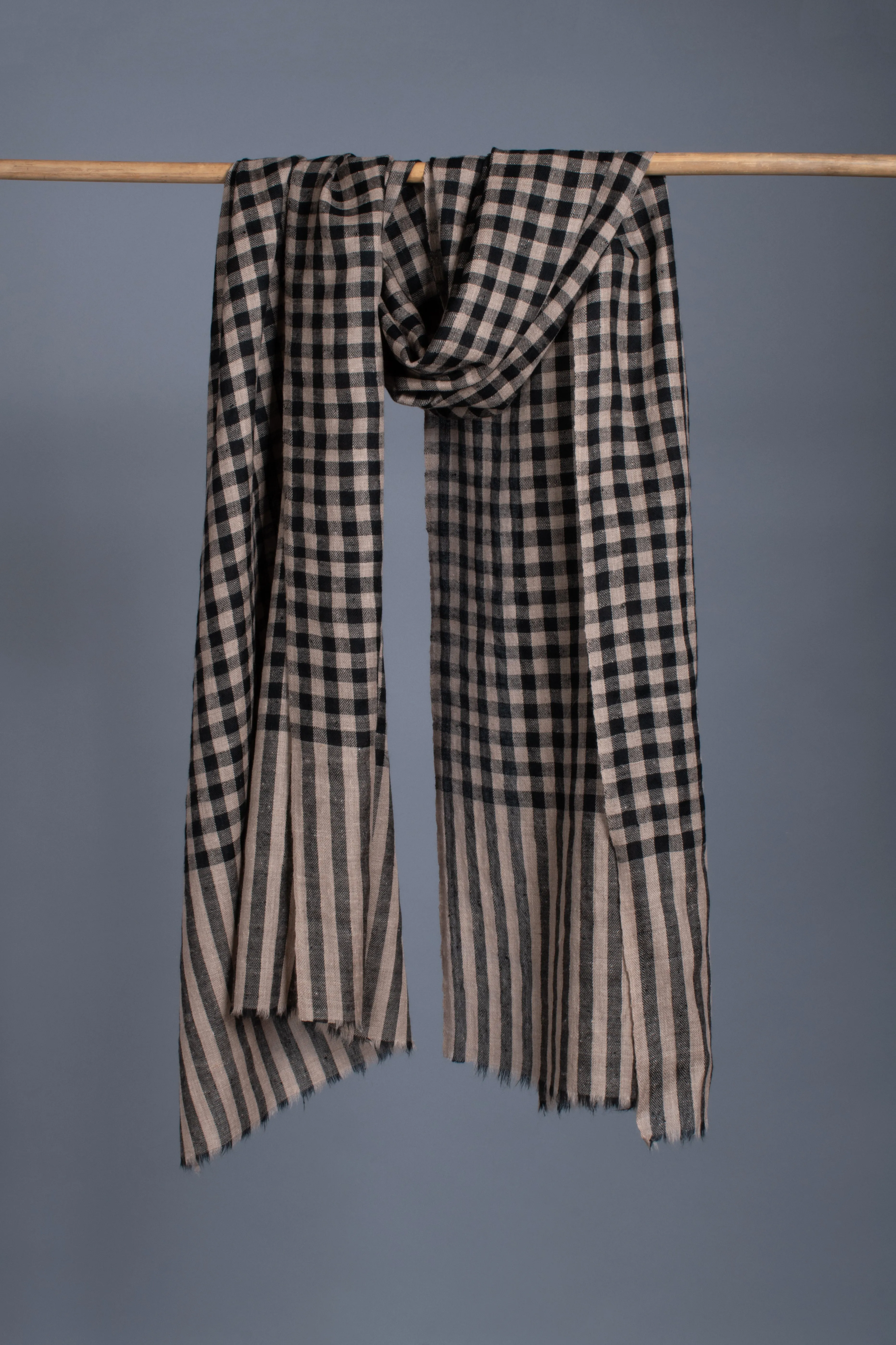 Beige Black Cashmere Scarf