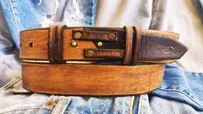Brown  Dark Brown Narrow Belt Set - Stylish and Versatile Accessory