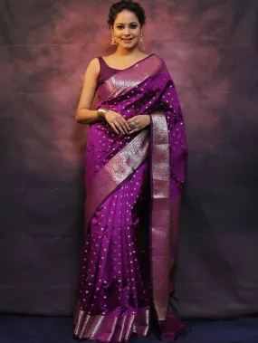 Captivating Purple Soft Silk Saree With Invaluable Blouse Piece