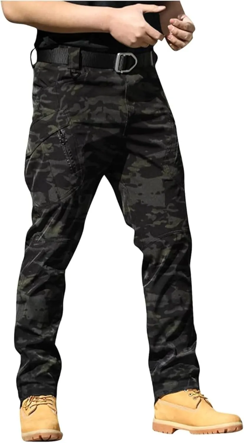 Cargo Pants for Mens Slim Fit Multi Pockets Hiking Pants Y2K Tactical Trousers Ripstop Stretch Stylish Baggy Pants