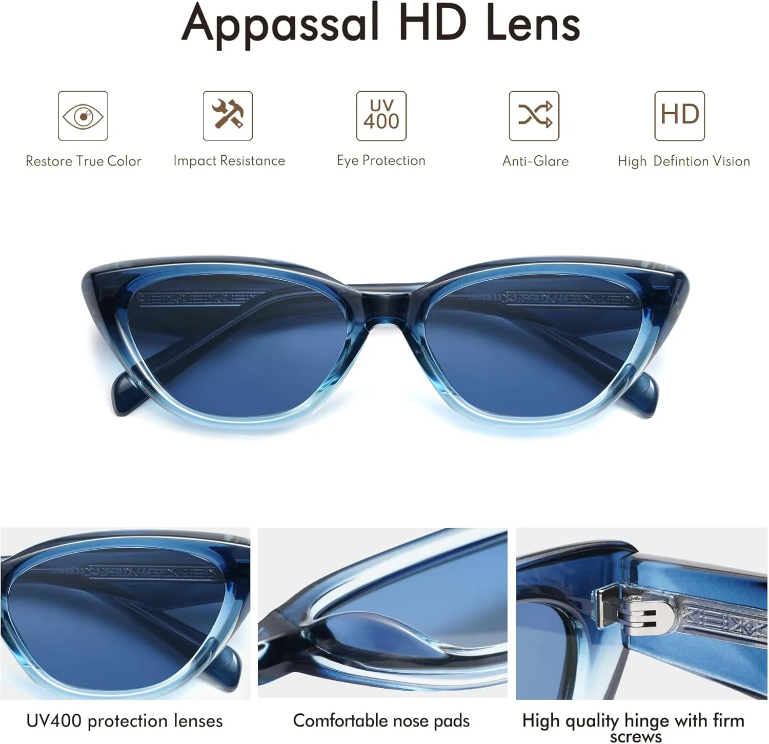 Cat Eye Sunglasses for Women Retro Trendy Cateye Skinny Narrow Shade UV400 AP3709