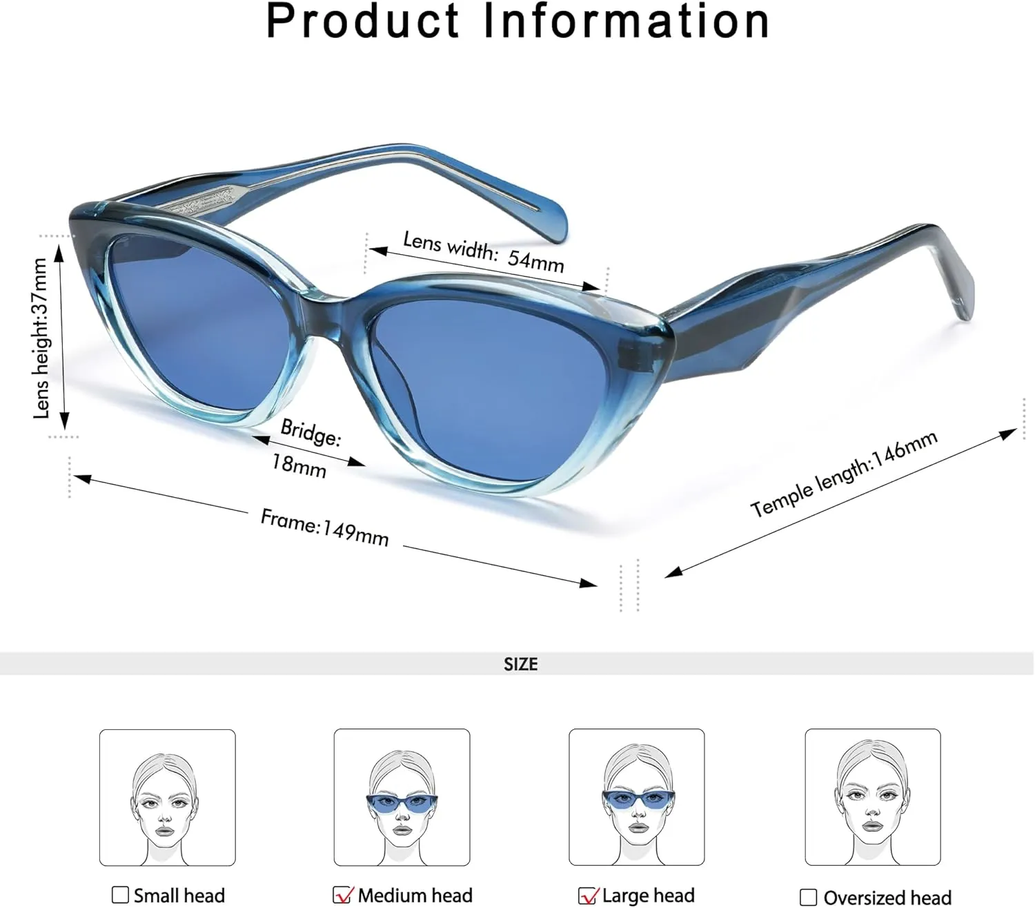 Cat Eye Sunglasses for Women Retro Trendy Cateye Skinny Narrow Shade UV400 AP3709