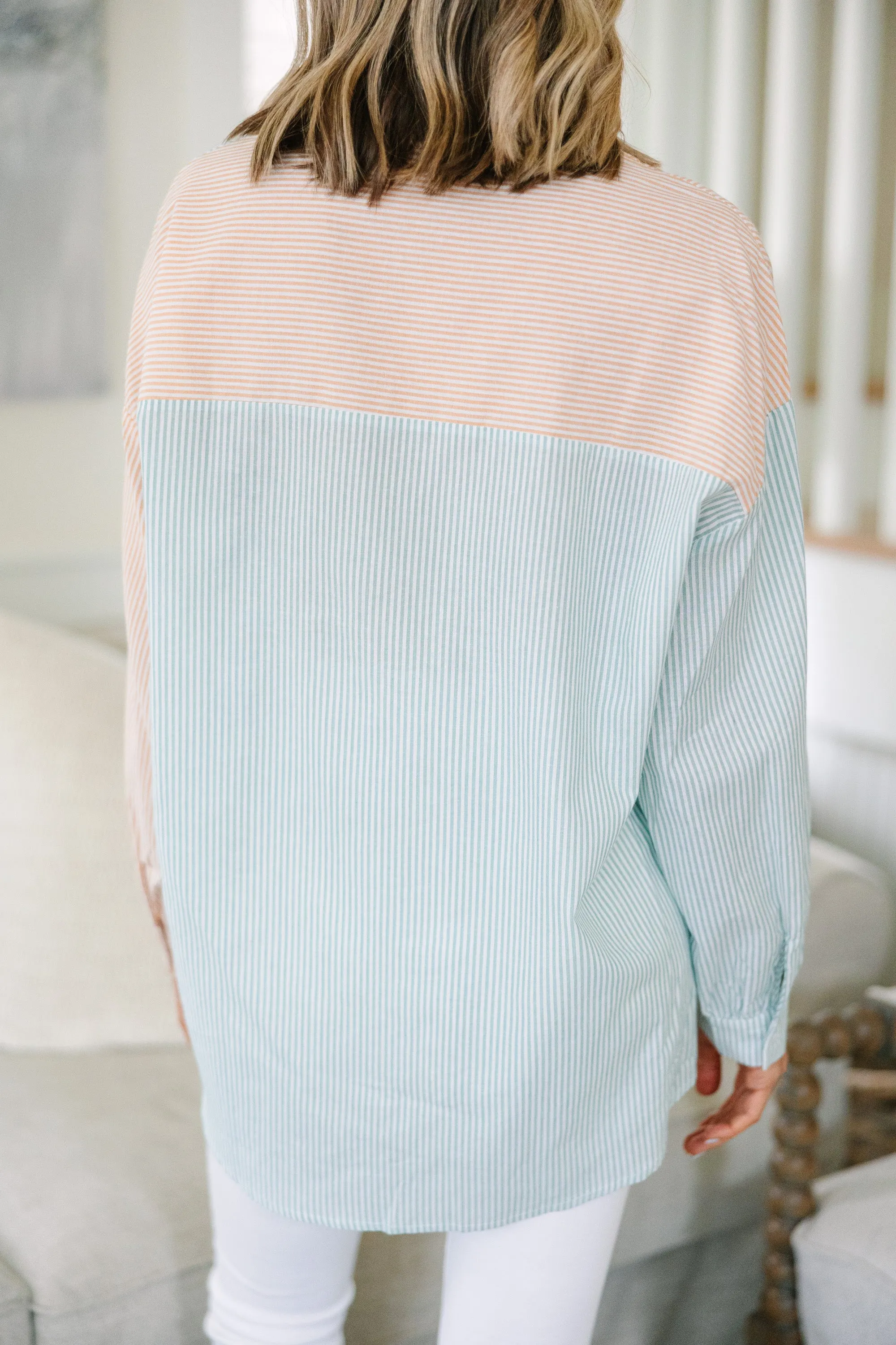 Catch You Later Mustard Yellow Striped Button Down Top