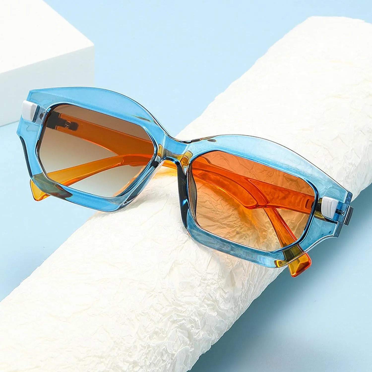 COTIA Cat Eye Sunglasses for Women Men Personality Trendy Vintage Y2k Square Cateye Style Polygon Sun Glasses W35