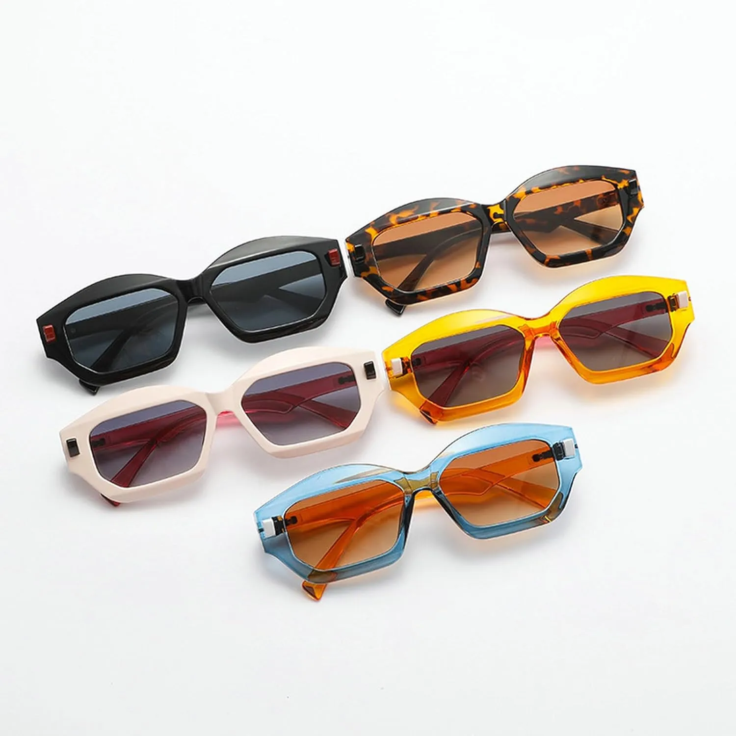 COTIA Cat Eye Sunglasses for Women Men Personality Trendy Vintage Y2k Square Cateye Style Polygon Sun Glasses W35