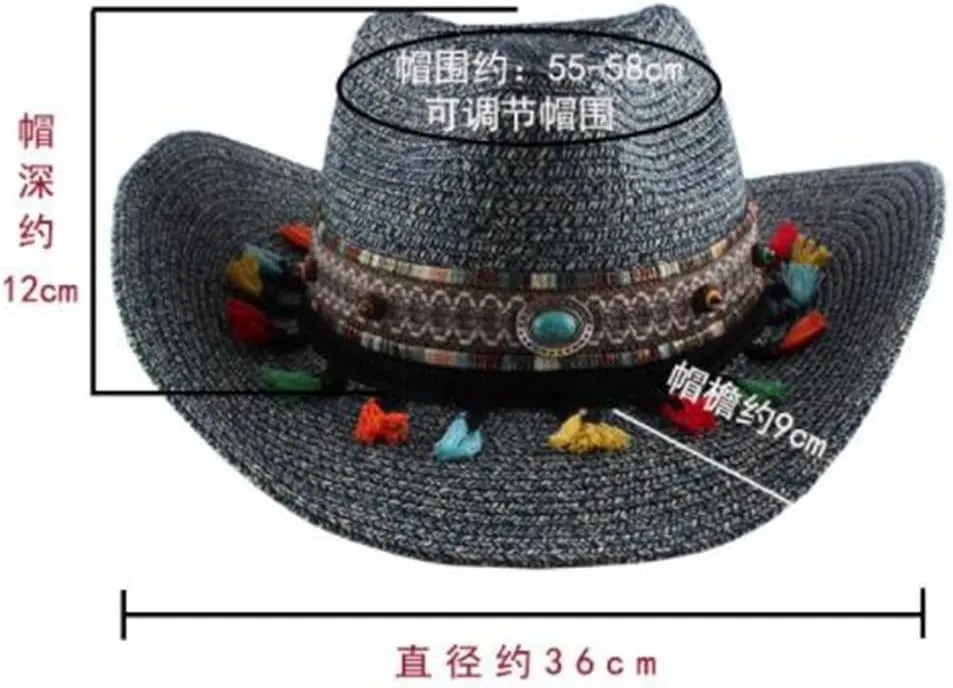 Cowboy Hat Tourist Beach Hat Hand-Knitted Big Brim Sunscreen Hat Women