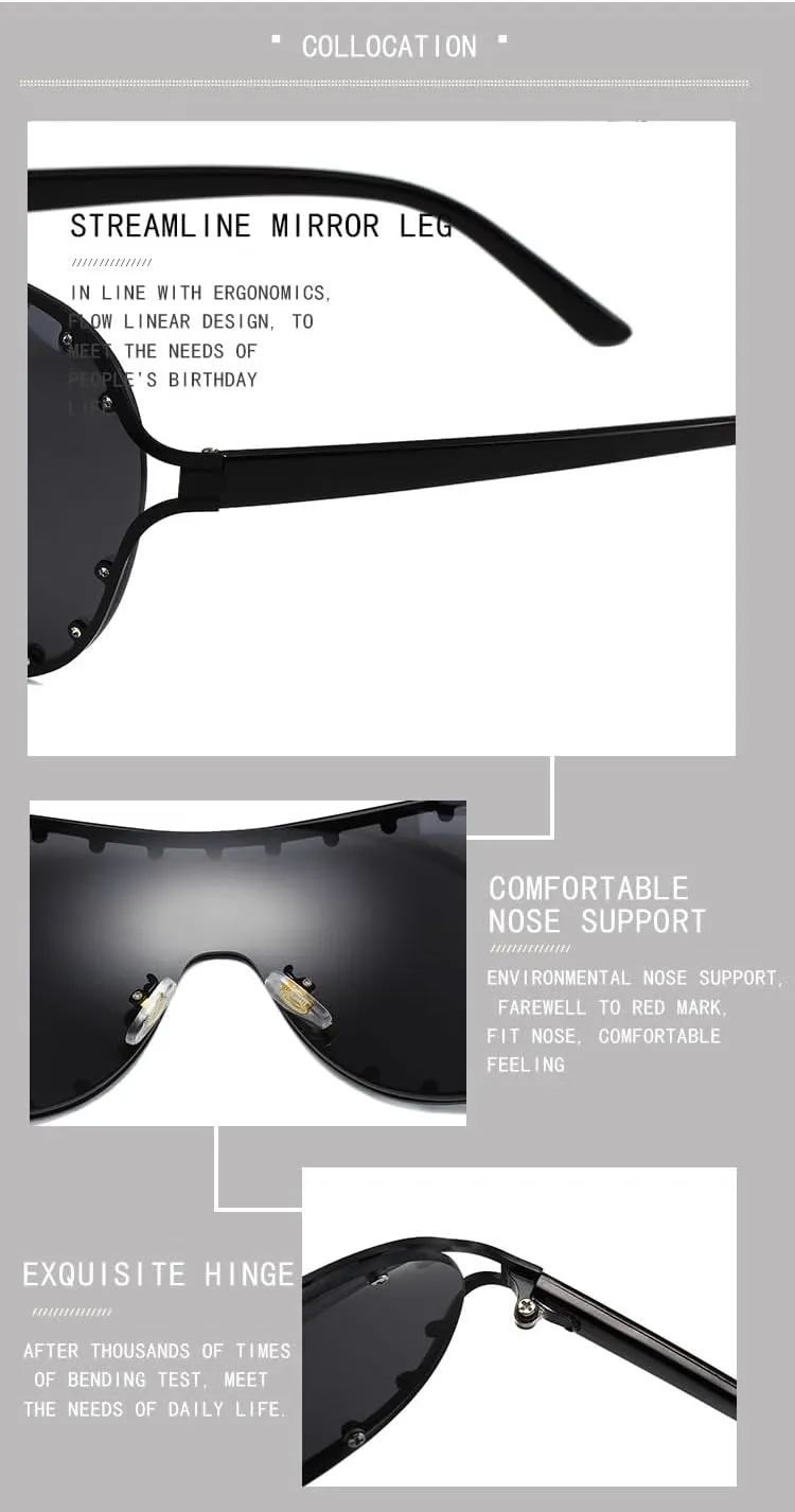 Crazy Feng Trendy Futuristic Wrap Around Sunglasses Oval Sun Glasses UV400 Eyeglasses Trendy Sunglasses Cycling Driving