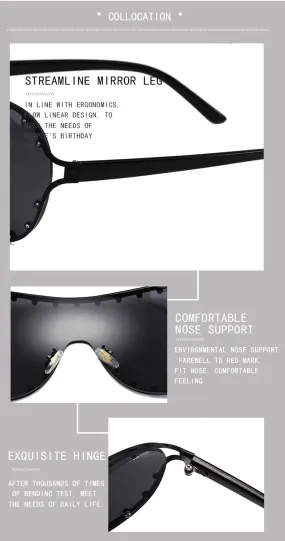 Crazy Feng Trendy Futuristic Wrap Around Sunglasses Oval Sun Glasses UV400 Eyeglasses Trendy Sunglasses Cycling Driving