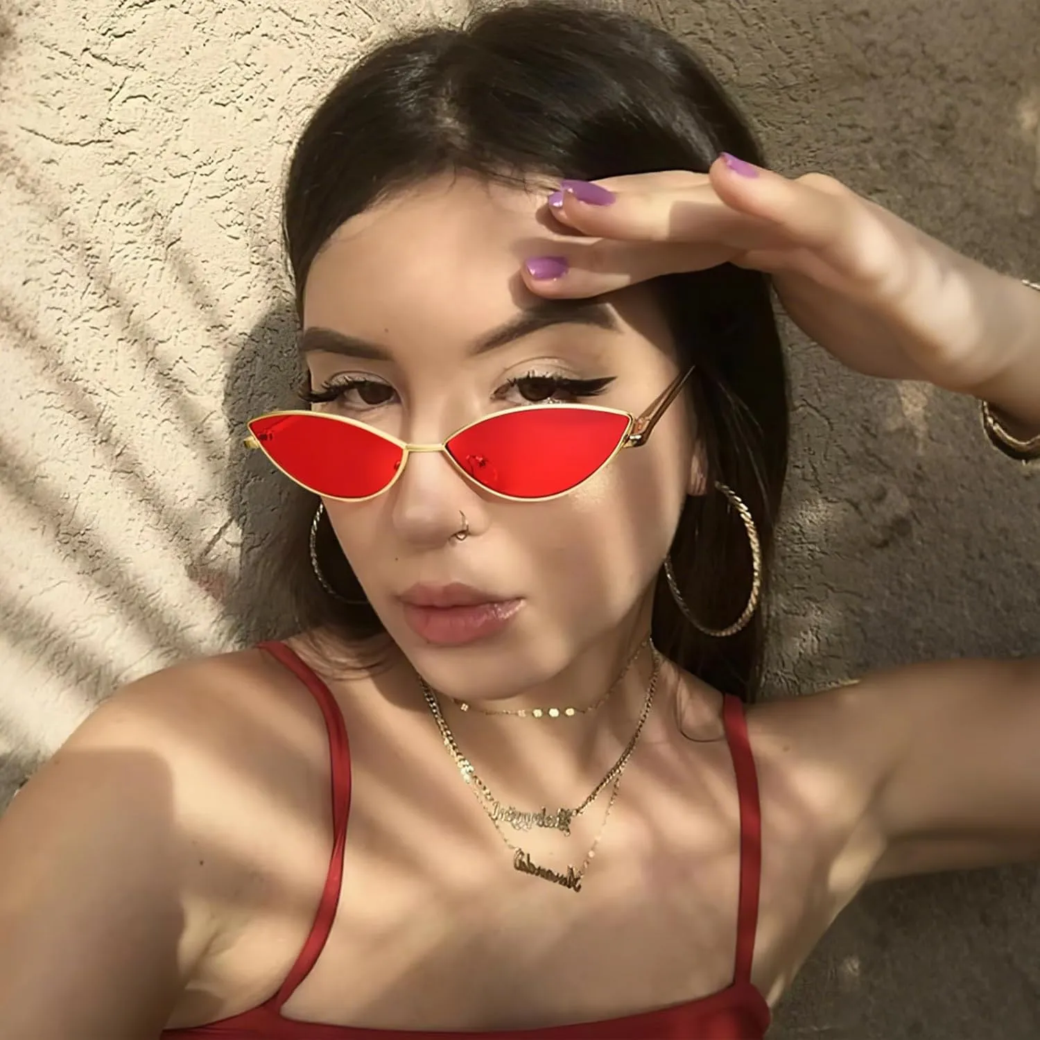 Dollger Cat Eye Cute Sunglasses for Women Men Triangle Vintage Trendy Cool Sun Glasses