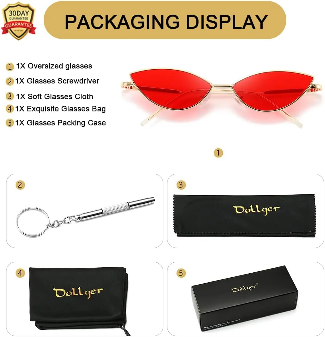 Dollger Cat Eye Cute Sunglasses for Women Men Triangle Vintage Trendy Cool Sun Glasses