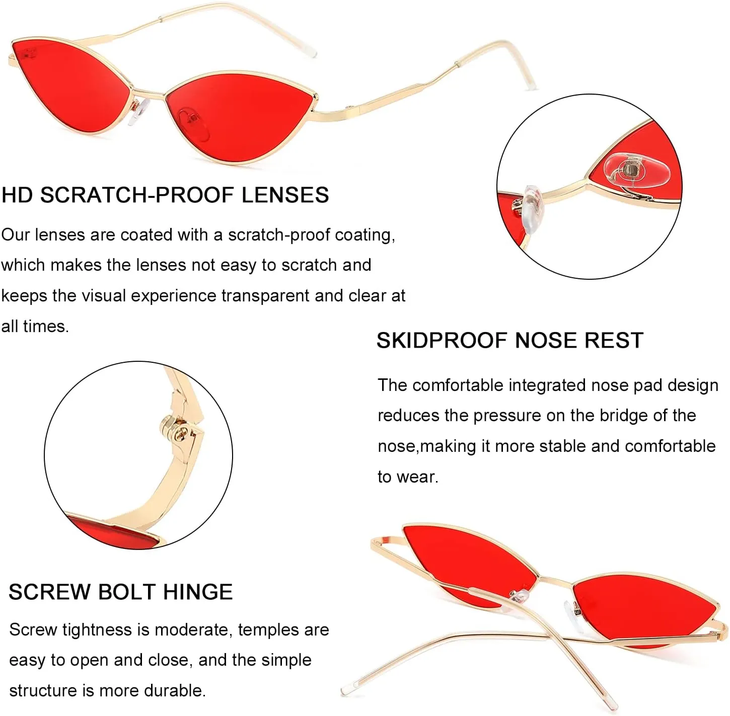 Dollger Cat Eye Cute Sunglasses for Women Men Triangle Vintage Trendy Cool Sun Glasses