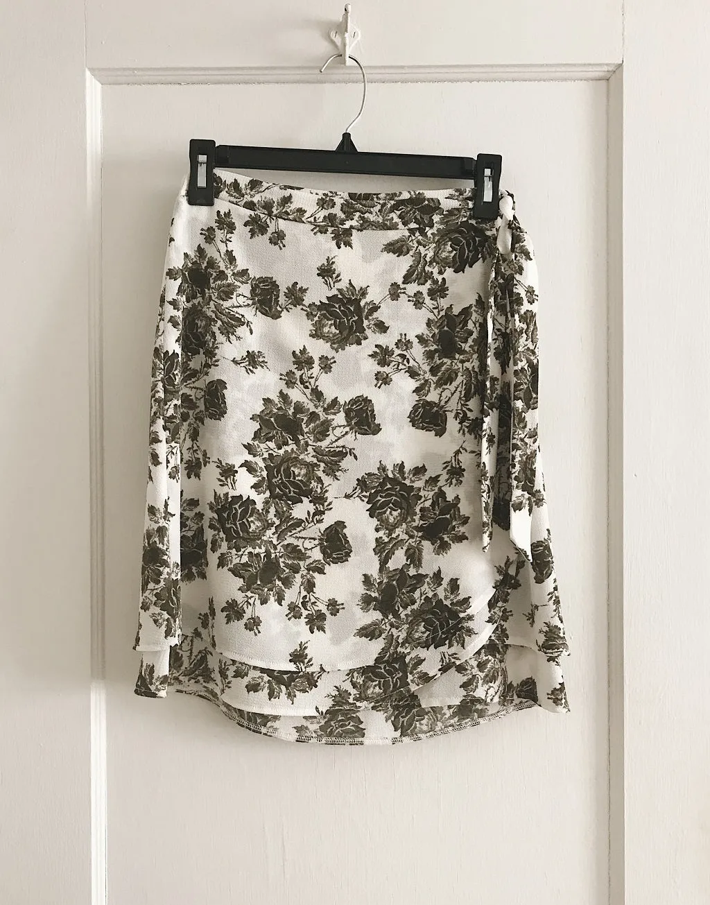 Double Vision Wrap Skirt Olive Rose