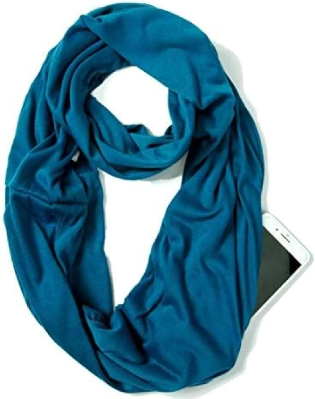 elzama Infinity Loop Solid Color Scarf With Hidden Zipper Pocket For Women - Lightweight Travel Neck Wrap