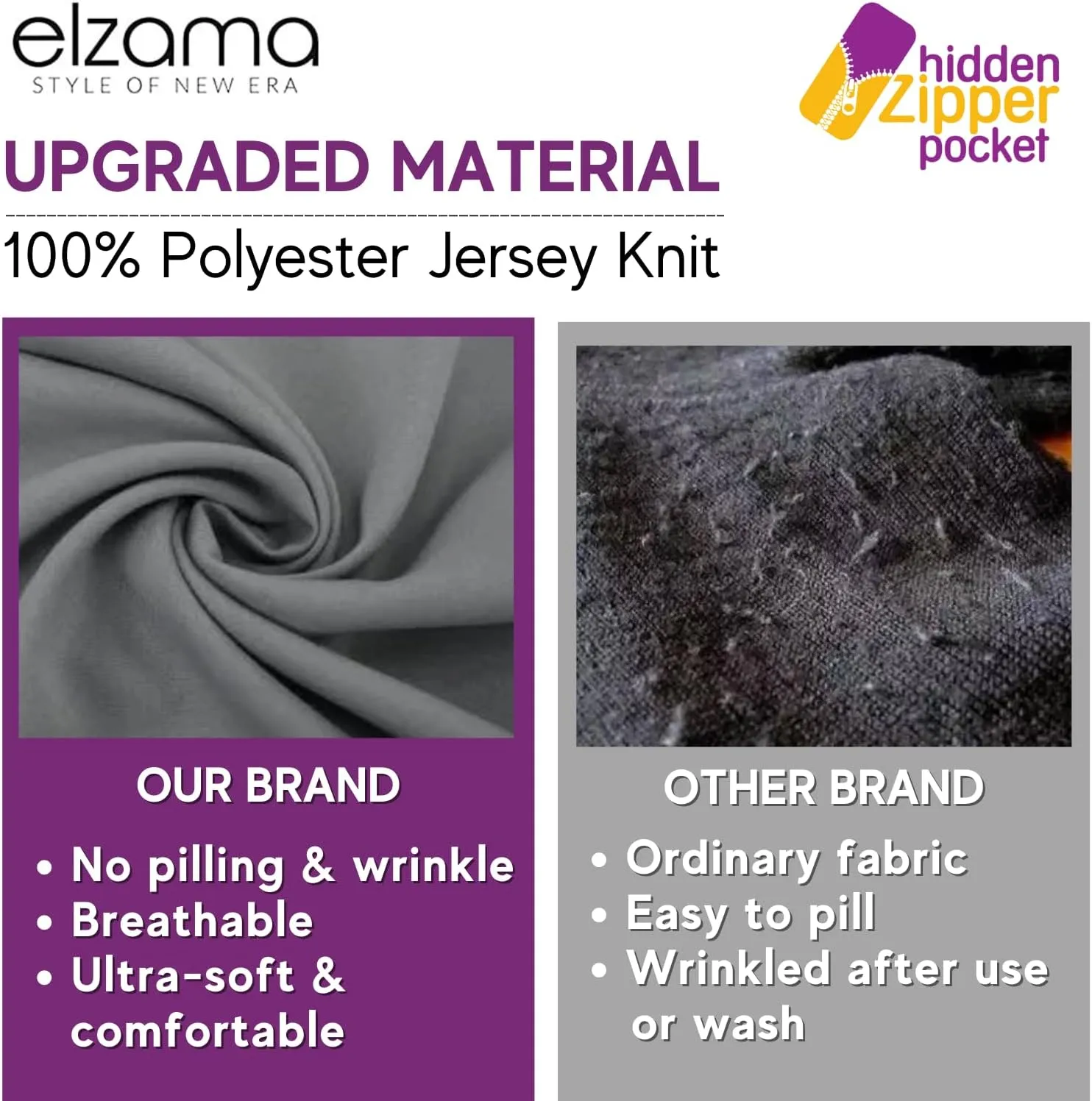 elzama Infinity Loop Solid Color Scarf With Hidden Zipper Pocket For Women - Lightweight Travel Neck Wrap