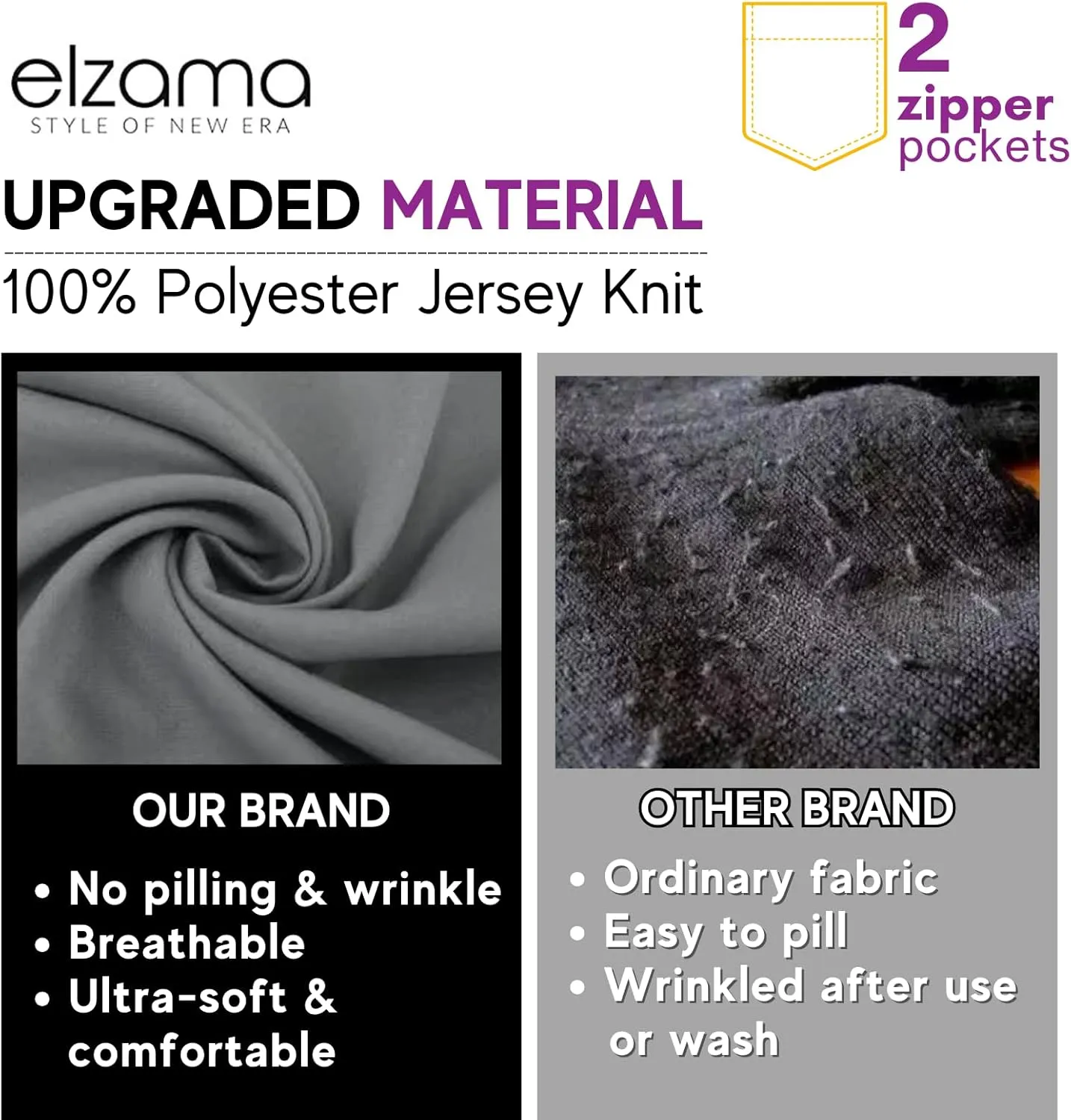 elzama Travel Scarf 2 Hidden Zipper Pocket for Women, Infinity Loop Scarf with Double Zip Pockets, Neck Wrap, Dual Color