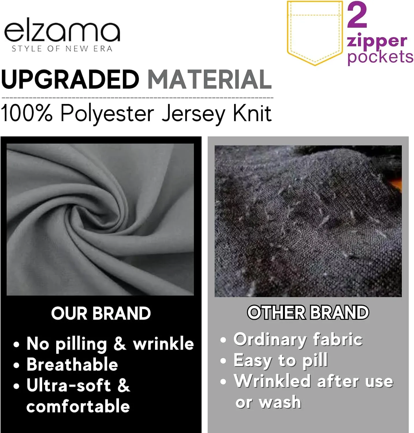 elzama Travel Scarf 2 Hidden Zipper Pocket for Women, Infinity Loop Scarf with Double Zip Pockets, Neck Wrap, Dual Color