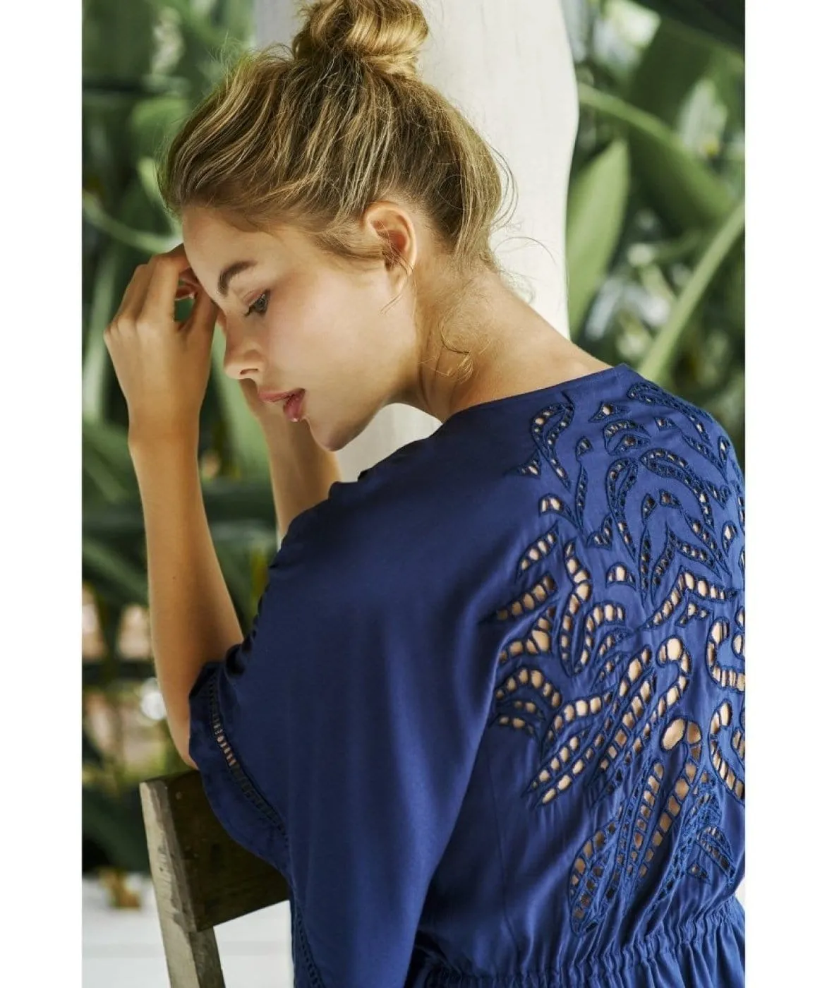 Embroidery Kimono - Indigo