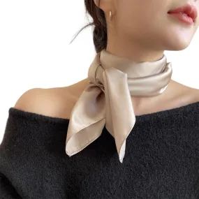 Fashion and Elegant Silk Feeling Scarf Square Satin Retro Style Sunscreen Head Scarf for Women 27.5" × 27.5"