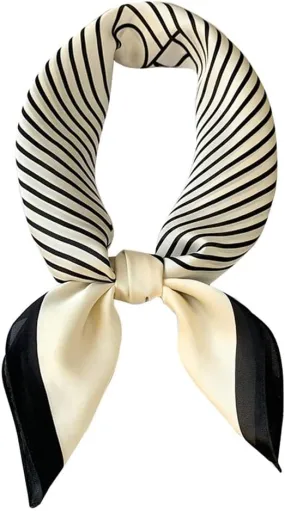 Fashion and Elegant Silk Feeling Scarf Square Satin Retro Style Sunscreen Head Scarf for Women 27.5" × 27.5"
