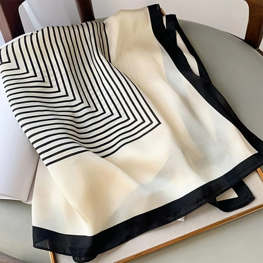 Fashion and Elegant Silk Feeling Scarf Square Satin Retro Style Sunscreen Head Scarf for Women 27.5" × 27.5"