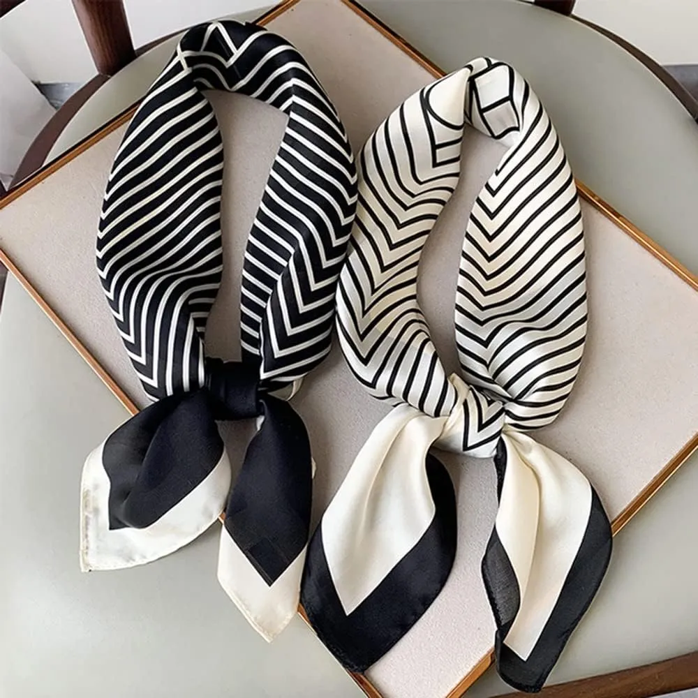 Fashion and Elegant Silk Feeling Scarf Square Satin Retro Style Sunscreen Head Scarf for Women 27.5" × 27.5"