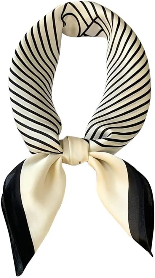 Fashion and Elegant Silk Feeling Scarf Square Satin Retro Style Sunscreen Head Scarf for Women 27.5" × 27.5"
