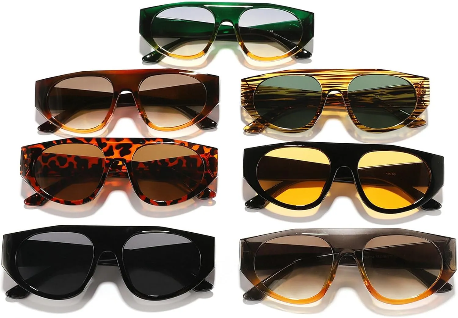 Fashion Oversized Cat Eye Women Sunglasses Vintage Leopard Gradient Shades UV400 Trendy Men Sun Glasses