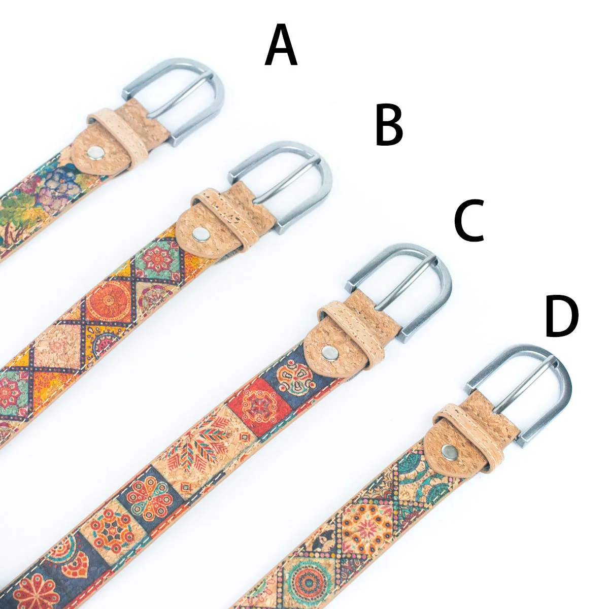 Floral Print Cork Women's Belt Width of 2.8cm L-1027