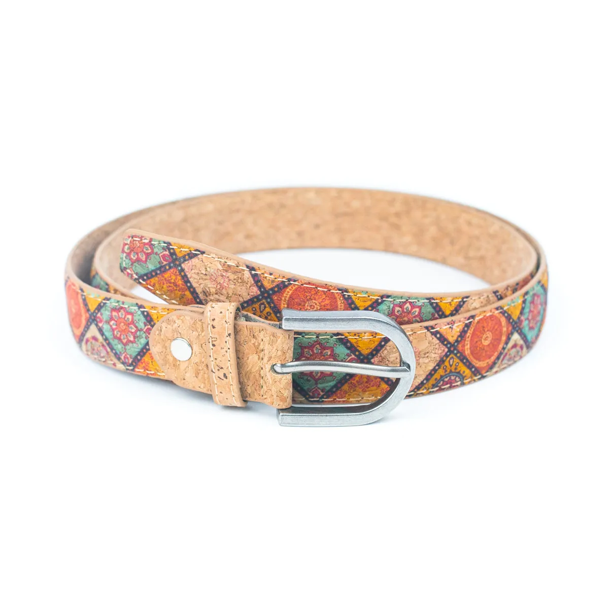 Floral Print Cork Women's Belt Width of 2.8cm L-1027