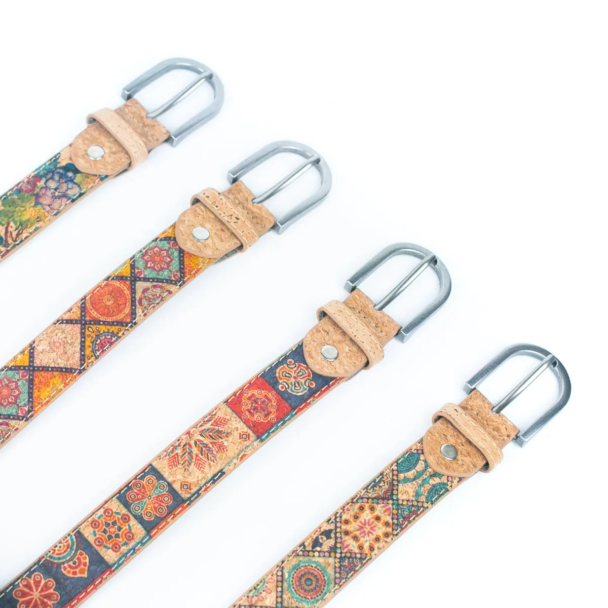 Floral Print Cork Women's Belt Width of 2.8cm L-1027