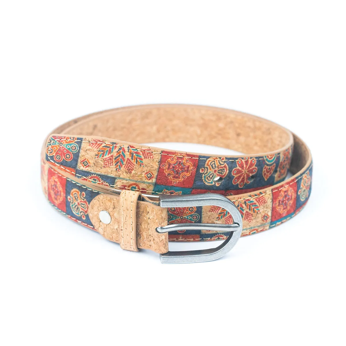 Floral Print Cork Women's Belt Width of 2.8cm L-1027