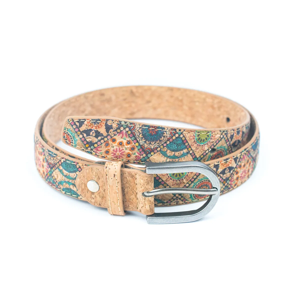 Floral Print Cork Women's Belt Width of 2.8cm L-1027