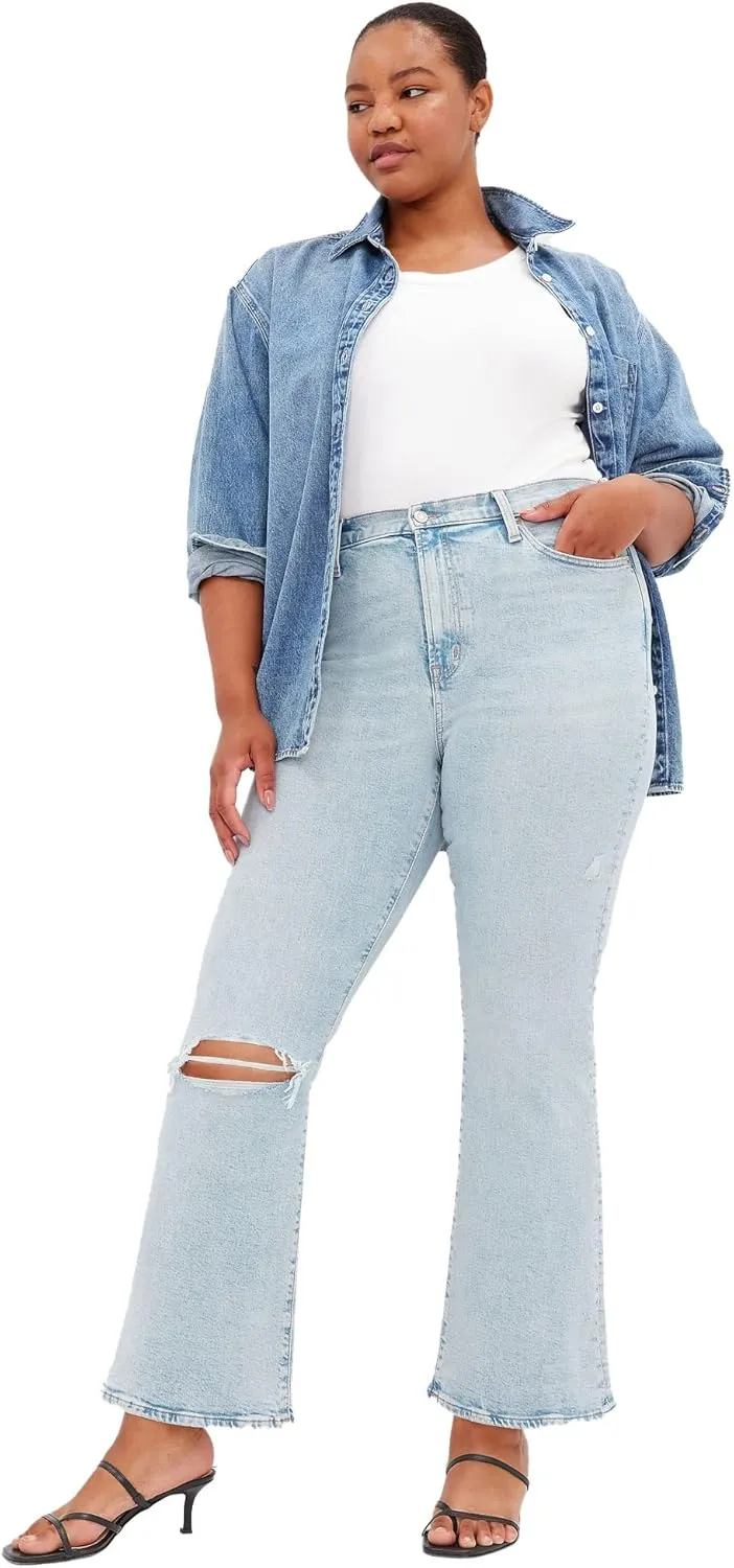 GAP Womens High Rise Flare Jeans, Light Wash, 24 Long US