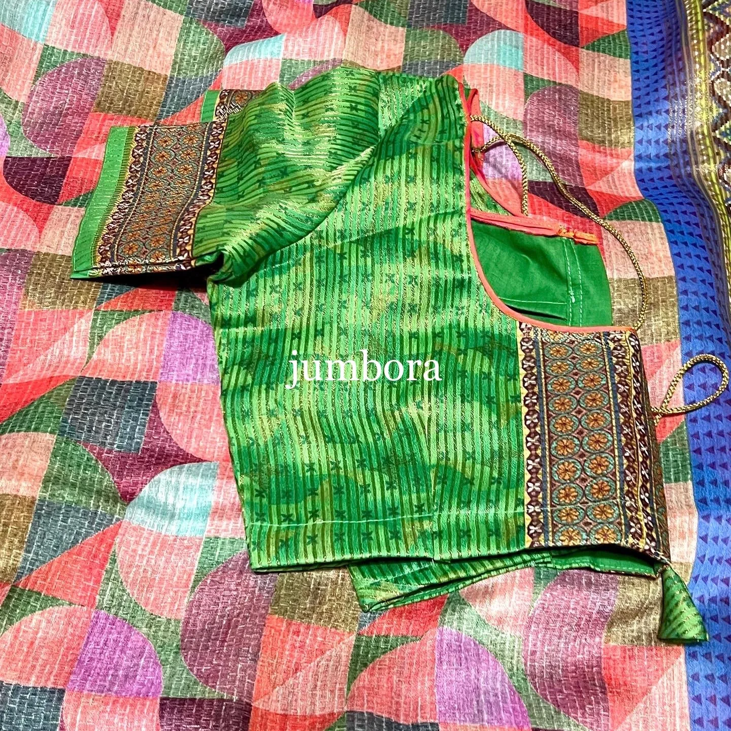 Geometric Pattern Designer Munga Khadi Saree with Stitched Blouse