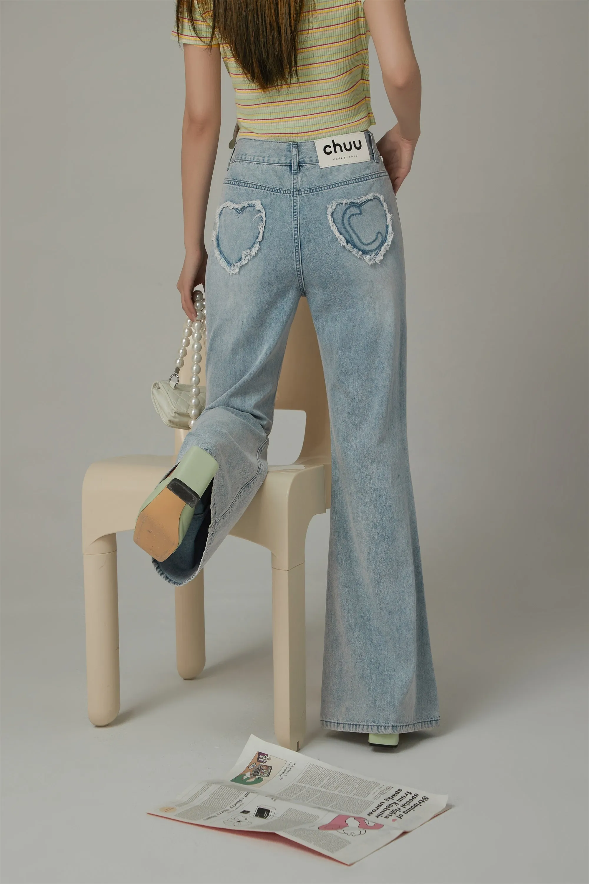 Heart Bootcut Light Wash Denim Jeans
