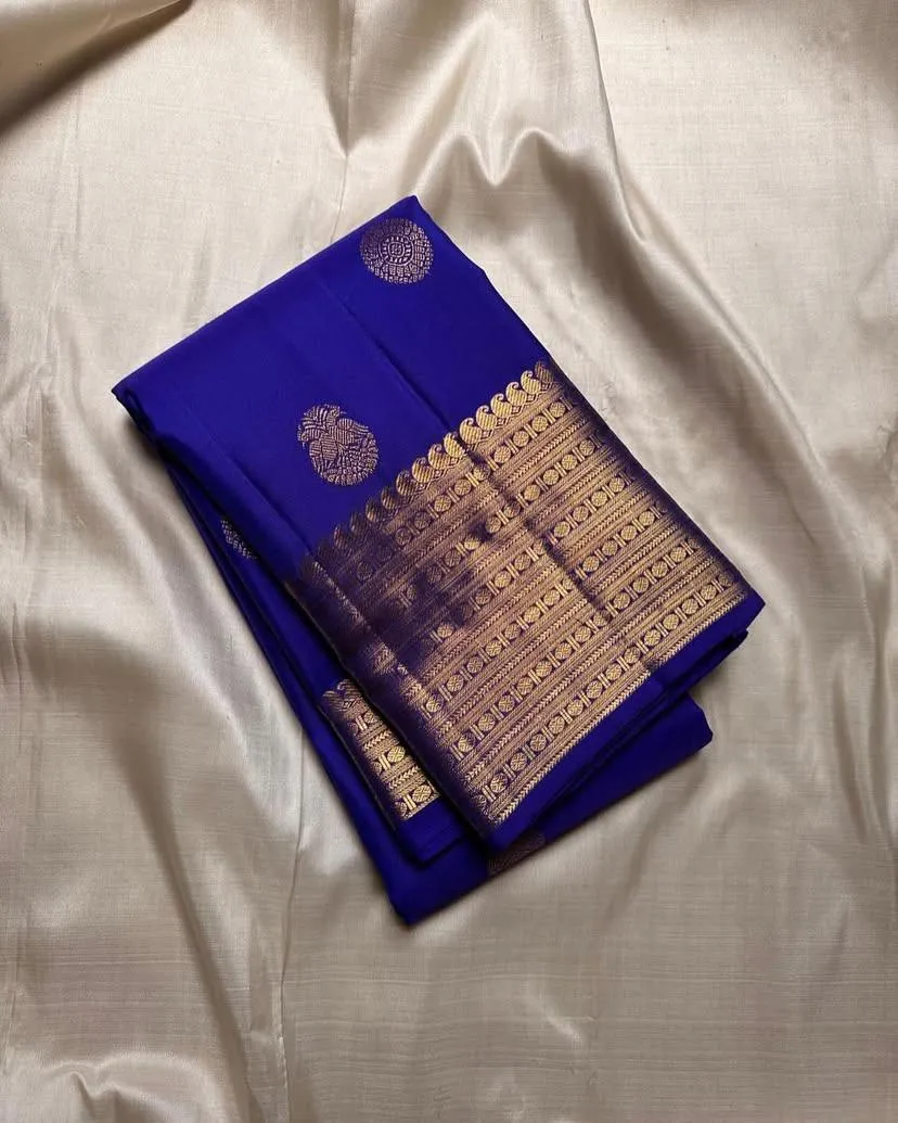 Incredible Royal Blue Soft Silk Saree With Pleasurable Blouse Piece