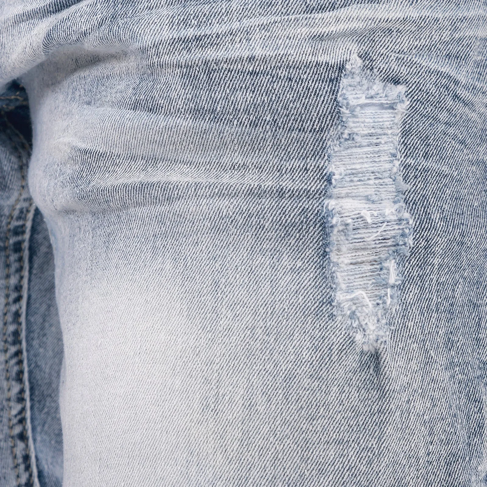 LIGHT SAND BLUE W/ RIPS & STRETCH