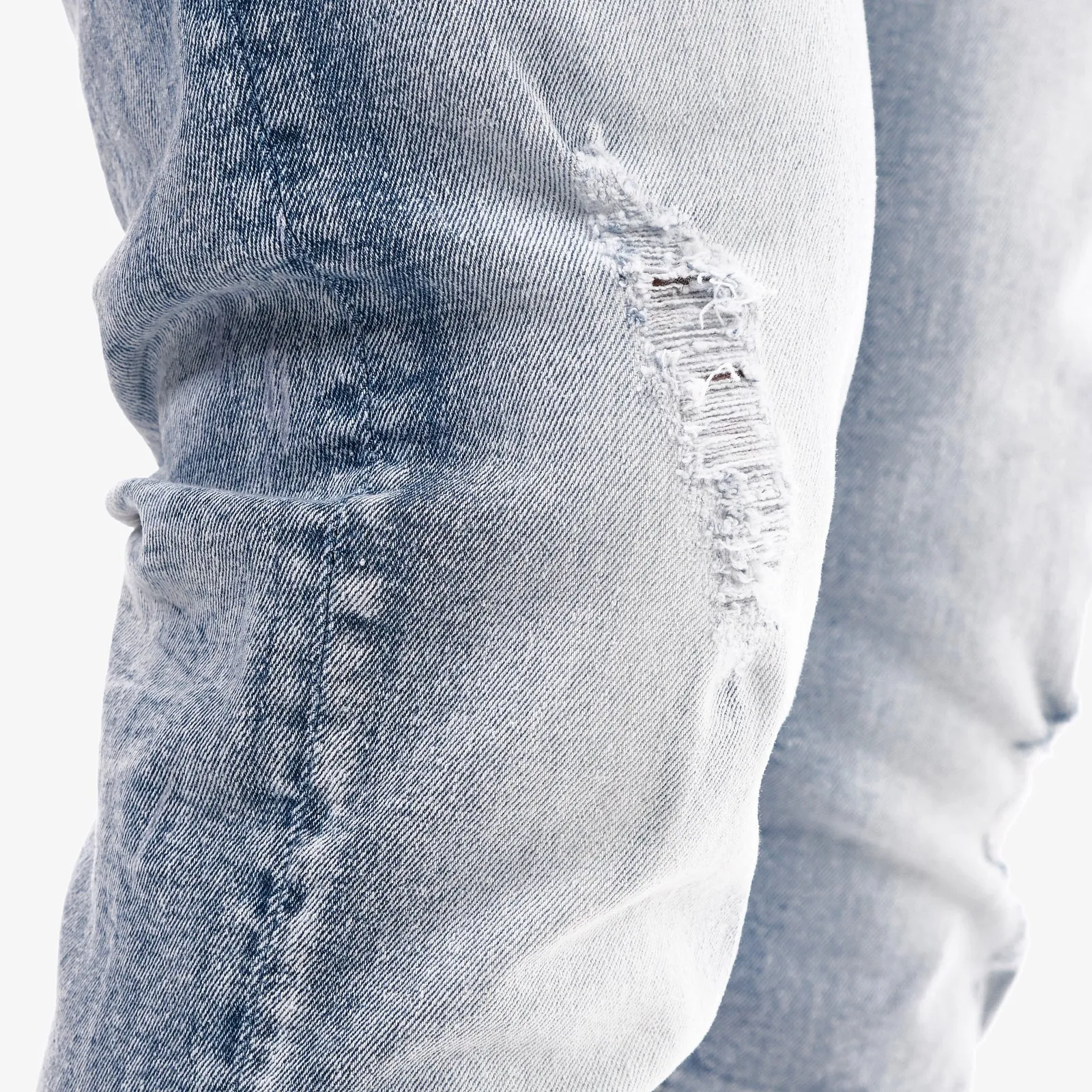 LIGHT SAND BLUE W/ RIPS & STRETCH