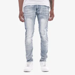 LIGHT SAND BLUE W/ RIPS & STRETCH