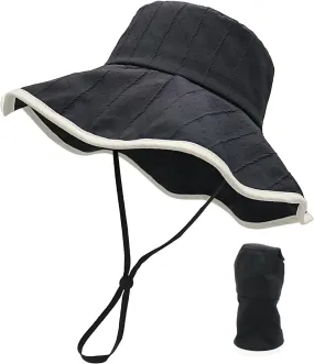 LLmoway Wide Brim Floppy Sun Hat for Women Summer Beach Travel UPF50  Foldable Lightweight Bucket Hats with Detachable Strap