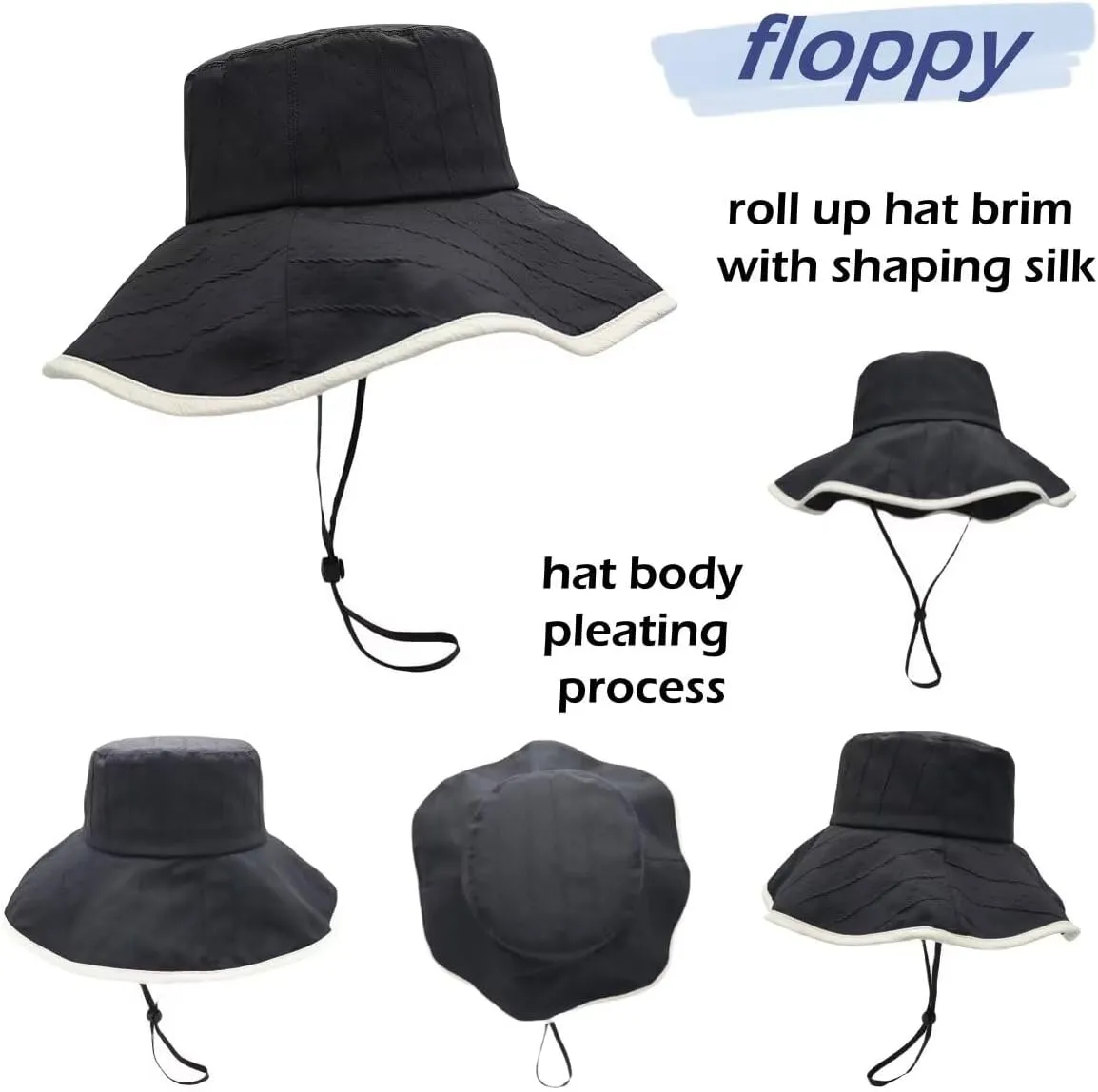 LLmoway Wide Brim Floppy Sun Hat for Women Summer Beach Travel UPF50  Foldable Lightweight Bucket Hats with Detachable Strap