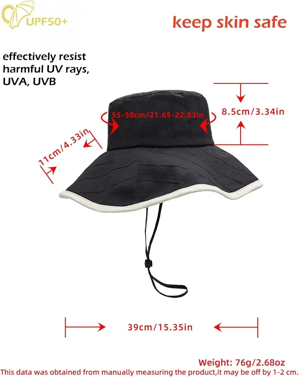 LLmoway Wide Brim Floppy Sun Hat for Women Summer Beach Travel UPF50  Foldable Lightweight Bucket Hats with Detachable Strap