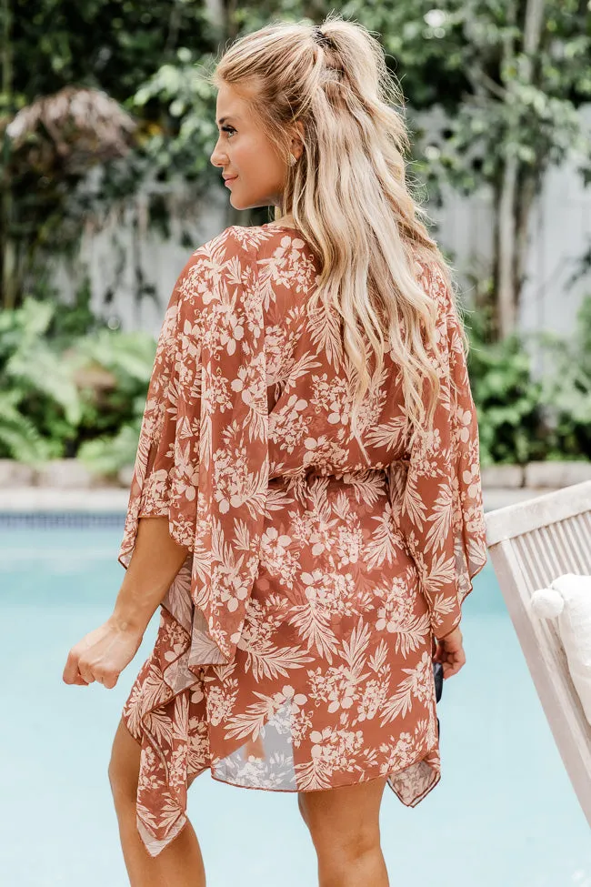 Lost In The Tropics Brown Printed Swimsuit Cover Up FINAL SALE