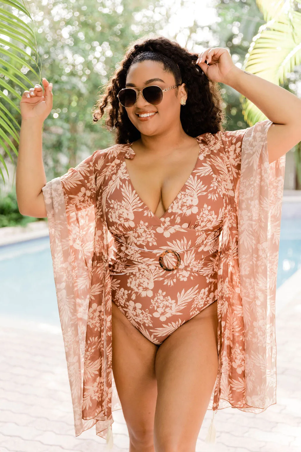 Lost In The Tropics Brown Printed Swimsuit Cover Up FINAL SALE