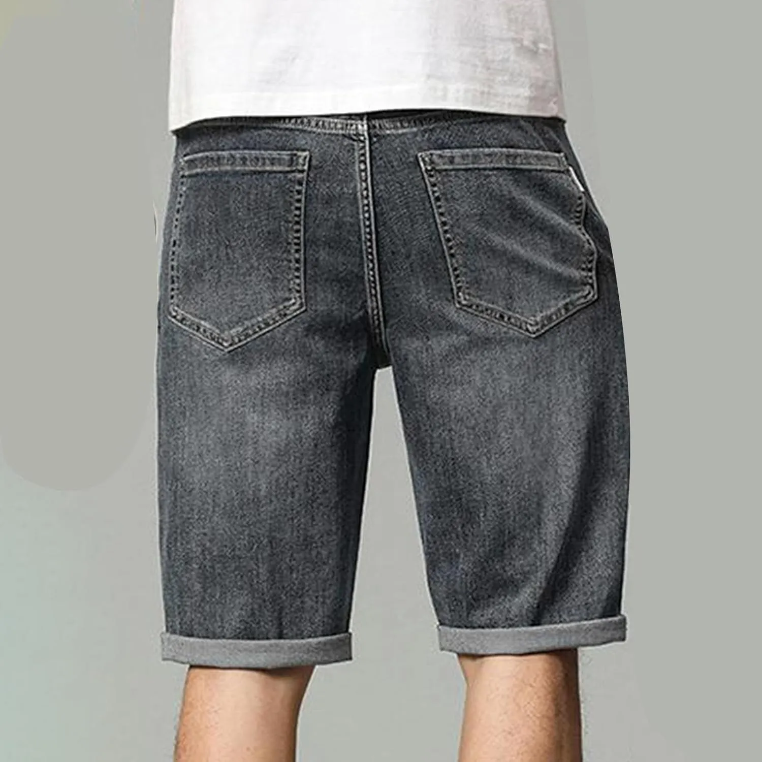 Men's Casual Denim Shorts Casual Straight Leg Loose Fit Rolled Hem Washed Shorts Summer Y2K Fashion Streetwear Jeans Shorts